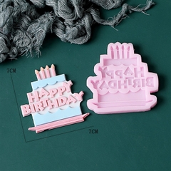 Khuôn Silicon - Chữ Happy - Happy 4 Nến