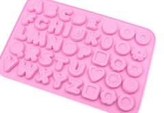 Khuôn Silicon - Chữ Cái IN - Viền Nút Hoa Tim Vuông - 2cm