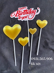 Set Cắm Happy Tim Trang Trí Bánh