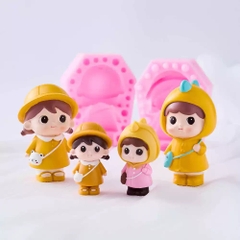 Khuôn Silicon - Em Bé - Bé Gái #34 2 Mảnh 9cm Đeo Giỏ Sừng