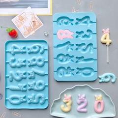 Khuôn Silicon - Số 0-9 - Nơ 5.8cm