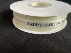 Ruy Băng Voan In Chữ Happy Birthday Phụ Kiện Trang Trí Bánh - màu kem- da