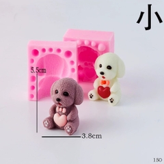 Khuôn Silicon Động Vật Con Chó Tim 2 Mảnh 6.5cm