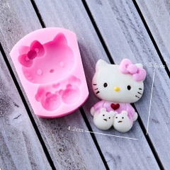 Khuôn Silicon - Mèo Kitty - Tim 5.5cm