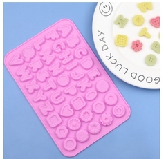 Khuôn Silicon - Chữ Cái IN - Viền Nút Hoa Tim Vuông - 2cm