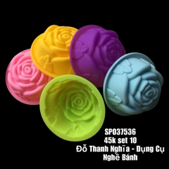 [10 cup] Khuôn Silicon - Cup Set 7cm - M17 - Hoa Hồng m1