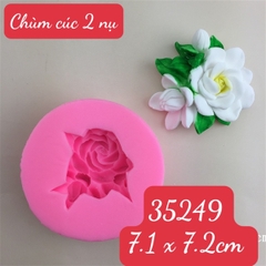 Khuôn Silicon - Chùm Hoa Cúc Kèm Lá - Kèm 2 Nụ 7.1cm