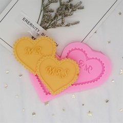Khuôn Silicon - Trái Tim Kiểu - Mr-Mrs Đôi Lồng Viền