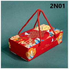 Hộp Giấy - Bánh Trung Thu Quai Xách - 2 Bánh - 2B01 Thấp 6cm
