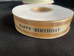 Ruy Băng Voan In Chữ Happy Birthday Phụ Kiện Trang Trí Bánh - màu vàng đất-nâu nhạt