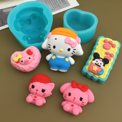 Khuôn Silicon - Mèo Kitty - Mèo Thắt Nơ  6.4cm