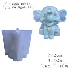 Khuôn Silicon - Động Vật - Con Voi 7.2cm Tim
