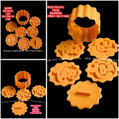 Khuôn Ấn Xôi Cánh Sen VT07 - Set 4 Phúc Lộc Thọ Tài 10cm