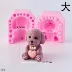 Khuôn Silicon Động Vật Con Chó Tim 2 Mảnh 7.5cm