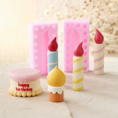 Khuôn Silicon - Bánh Kem -Happy Birthday 2 Mảnh