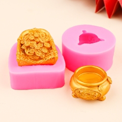 Khuôn Silicon - Hủ Vàng Rá Vàng Set 2 - 3.6cm