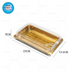 Hộp Nhựa - Chữ Nhật Đế Vàng 22cm x 13.6cm Cao 5cm