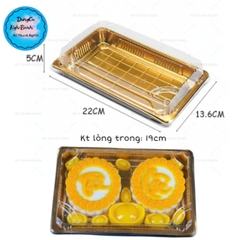 Hộp Nhựa - Chữ Nhật Đế Vàng 22cm x 13.6cm Cao 5cm
