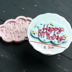 Khuôn Silicon - Chữ Happy - Nghiêng Kèm Sao Mây