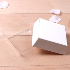 Hộp Giấy Kraft - Nắp Nhựa - Vuông Trắng