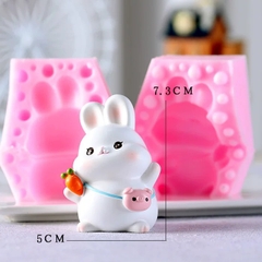 Khuôn Silicon - Động Vật - Con Thỏ Ngồi 2 Mảnh Heo 7.3cm