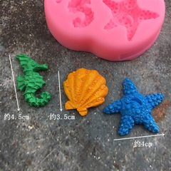 Khuôn Silicon - Sinh Vật Biển TH - 4.5cm Cá Ngựa Sò Sao - 3c