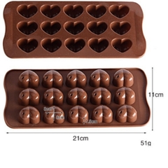 Khuôn Silicon - Trái Tim Kiểu - 15c Tim Trơn