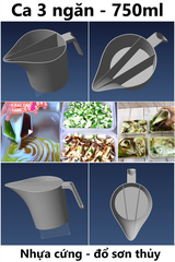 Ca Chia Ngăn Nhựa - Có Tay Cầm - 3 Ngăn 750ml