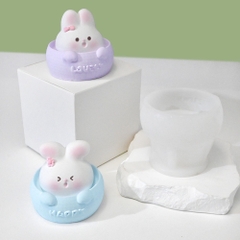 Khuôn Silicon - Động Vật - Con Thỏ Happy 6.3cm