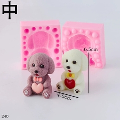 Khuôn Silicon Động Vật Con Chó Tim 2 Mảnh 6.5cm