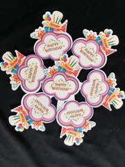 Set Cắm Giấy Hoạt Hình Phụ Kiện Trang Trí Bánh - HAPPY BIRTHDAY MÂY HỒNG 50 THẺ