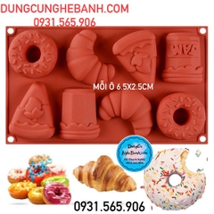 Khuôn Silicon - Bánh Donut Sừng Bò Phô Mai 8c