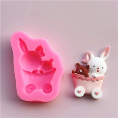 Khuôn Silicon - Động Vật - Con Thỏ Xe Set 3