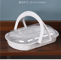Hộp Nhựa - Chữ Nhật Quai Xách - Trắng 23x15x6cm