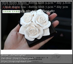 Khuôn Silicon - Hoa Hồng Nở - 7.5cm - Chùm 3 Kèm Lá