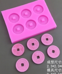 Khuôn Silicon - Thỏi Vàng - Đồng Tiền Tròn 2.3cm 6c