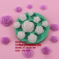 Khuôn Silicon - Hoa Hồng Nở - 1-2.5cm - 9c