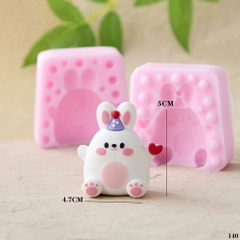 Khuôn Silicon - Động Vật - Gấu Thỏ Tim 2 Mảnh 5cm