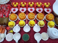 Khuôn Ấn Xôi Cánh Sen VT08 - Set 6 Phúc Lộc Thọ Tài Sen Hồng 10cm