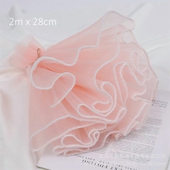 Cuộn Voan - Viền Bi -28cm Dài 2m - HỒNG