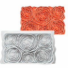 Khuôn Silicon - Viền Mảng Họa Tiết - Hoa Hồng 6c - 17x10cm