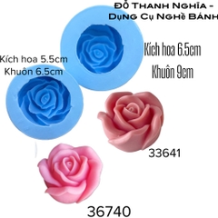 Khuôn Silicon - Hoa Hồng Nở - Hồng A2 6cm