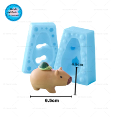 Khuôn Silicon - Động Vật - Capybara 2 Mảnh Cưỡi Rùa