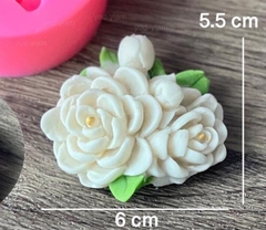 Khuôn Silicon - Chùm Hoa Hồng Trà - Kèm Lá Nụ 6Cm