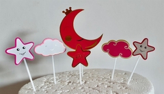 Set Cắm Trăng Đỏ Vua Phụ Kiện Trang Trí Bánh