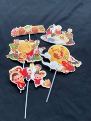 Set cắm trung thu trăng phụ kiện trang trí bánh