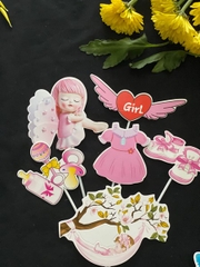 Set Cắm Em Bé Phụ Kiện Trang Trí Bánh - bé gái