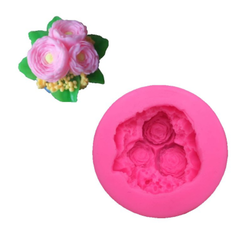 Khuôn Silicon - Hoa Hồng Trà - LAI - SHH - 8cm - Chùm Hồng Trà 3 Kèm Lá