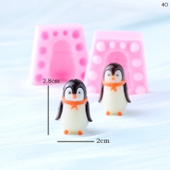 Khuôn Silicon - Động Vật - Chim Cánh Cụt 2 Mảnh 3cm Khăn Thẳng