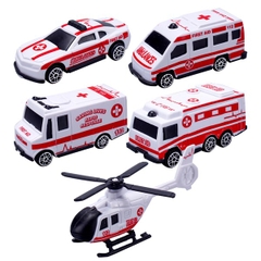 Set Xe Cộ Nhựa - PKD - Set 5 - Trực Thăng Xe Cứu Thương